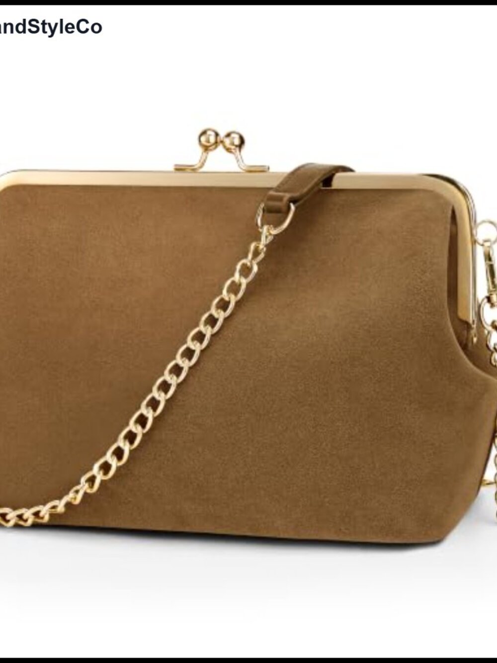 Kiss Lock Crossbody Bag Faux Suede Shoulder Purse Detachable Strap